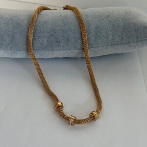 Gold-Tone Snake Necklace Rhinestone Embellished Beads 19 inch Classic Minimalist